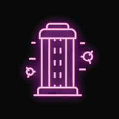 Neon air purifier icon, air purifying system removing virus and bacteria from air