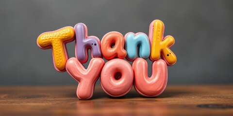 A vibrant thank you banner showcases colorful letters in a playful style, emphasizing gratitude and appreciation for teachers and workers on International Thank You Day