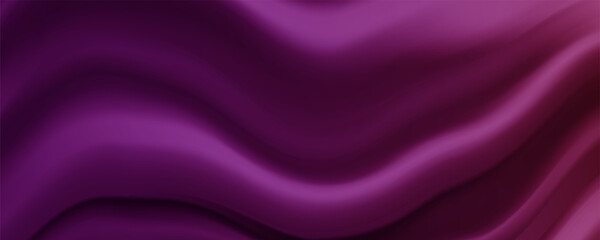 purple drapery silk fabric luxury background. Wavy abstract satin cloth vector texture pattern. 