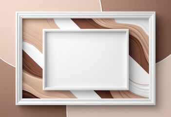 Rechteckiger Rahmen mit weißem Textfreiraum auf abstraktem Mocha-Mousse-Hintergrund – ideal als Mockup für Menüs oder Preislisten. Generative KI.