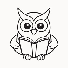 owl reading book icon line art