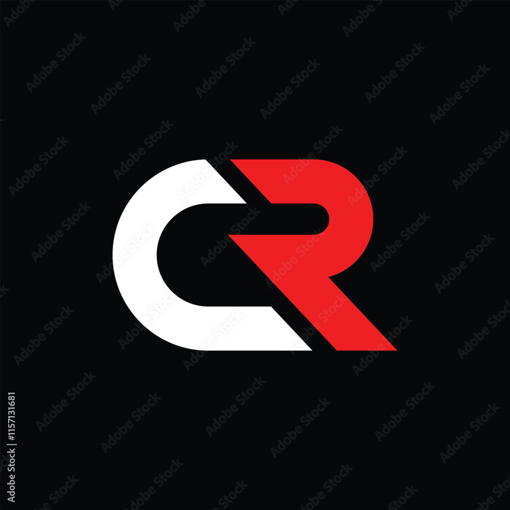 Aufkleber the image shows a flat monogram design of an initial letter cr in white and red color