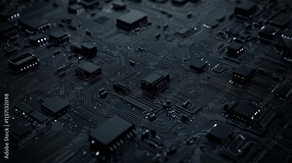 Aufkleber complex black circuit board showing data processing connections