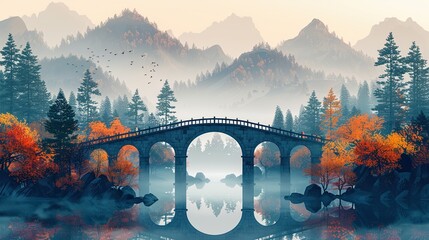 Fototapeta premium flat design, illustration, The Bridge of Friendship