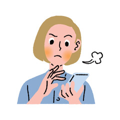 スマホを使用して困る女性の上半身