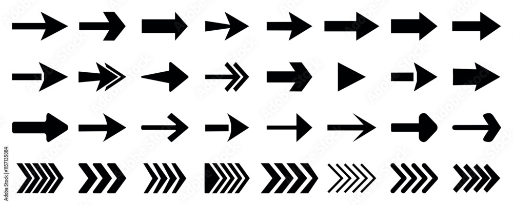Poster arrow icon collection. set of new style black vector arrow. arrows vector illustration collection di