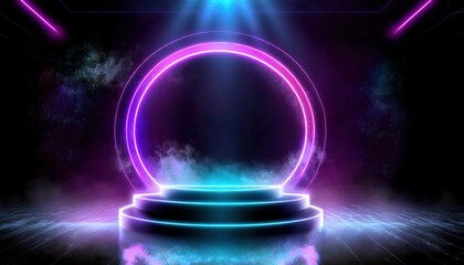 Sleek High-Tech Futuristic Podium with Digital Elements for Sci-Fi Events and Innovation Showcases
