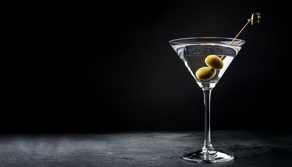 オリーブの入ったマティーニ、コピースペース（Martini with olive, copy space.）
