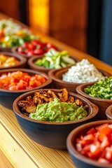 Colorful Taco Stand with Fresh Ingredients