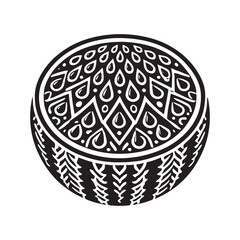 Watermelon Silhouette Vector Illustration, Solid White Background.