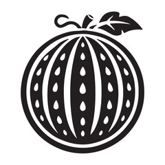 Watermelon Silhouette Vector Illustration, Solid White Background.