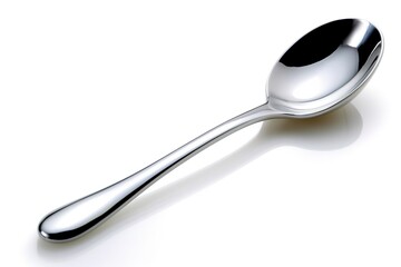 Shiny Silver Spoon on White Background