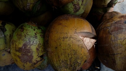 A neat pile of coconut shells