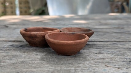 clay lamp on table