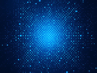 Obraz premium Blue glowing particles, futuristic digital background, abstract light, neon effect.