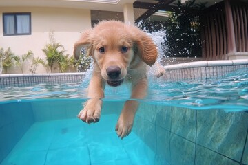 Summer Fun: A Happy Dog Enjoying the Pool