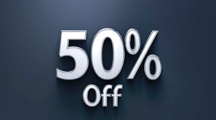 A bold graphic displaying "50% Off," indicating a significant discount offer, likely for a sale or promotion on products or services.