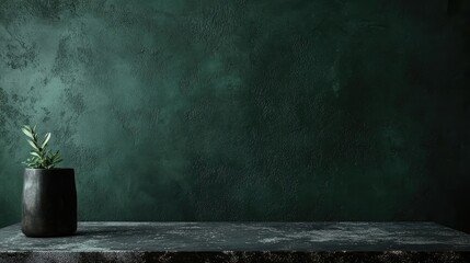 Textured dark green wall with a matte finish and subtle speckles