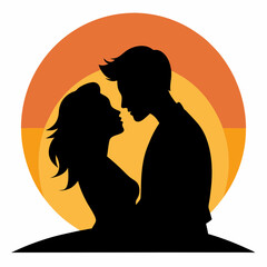 silhouette of a couple kissing