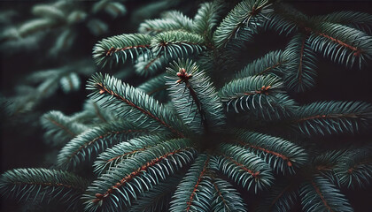 a close-up view of evergreen pine tree branches