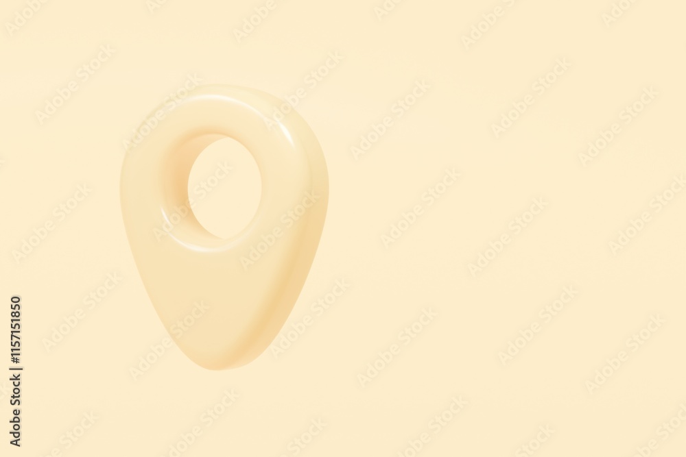 Poster 3d yellow location pin icon with a hollow center. location advertisement concept. cartoon location p