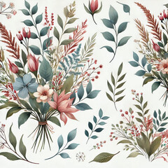 vector floral and botanical with soft colors