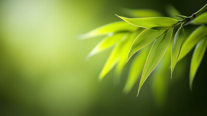 Closeup of bright green bamboo leaf nature photography outdoor macro serenity and growth