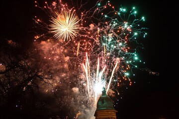 A stunning display of vibrant fireworks exploding in diverse colors against a dark night sky, capturing the essence of celebration and excitement in motion.