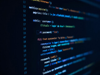 Colorful code on screen.