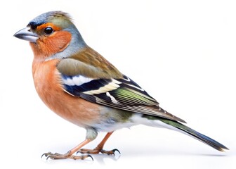 Fototapeta premium Common Chaffinch Bird Photography: Isolated Fringilla Coelebs Eye-Level Close-Up