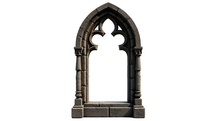 A majestic Gothic window arch, exquisitely detailed, stands.  Its stonework whispers tales of ages past., cut out