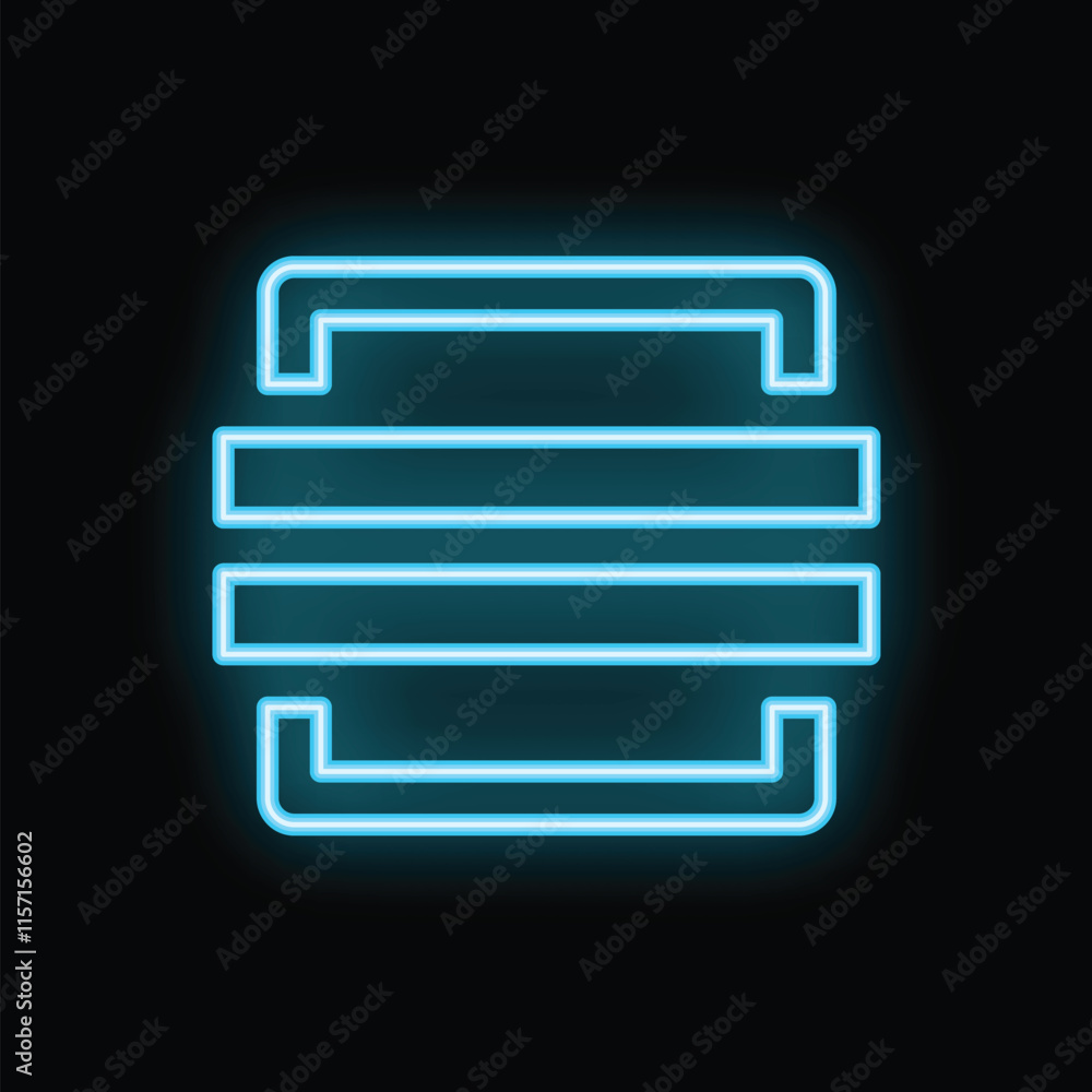 Poster glowing neon database icon on a dark background representing data storage, information technology, a