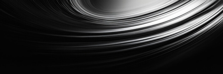 Abstract liquid-like black and silver swirl in a minimalist setting