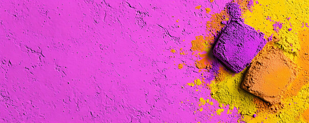 Vibrant Powder Pigment Splashes, Colorful Texture on Surface, Abstract Art Background