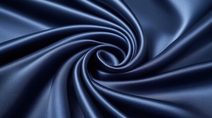 Obraz premium Navy Blue Silk Swirl: A captivating abstract texture with a luxurious navy blue silk fabric swirling in a captivating pattern. The rich, deep hue and smooth.