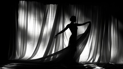 female silhouette in shadow backlit.