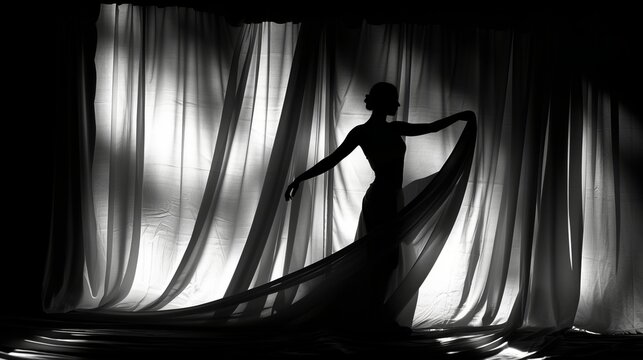 female silhouette in shadow backlit.