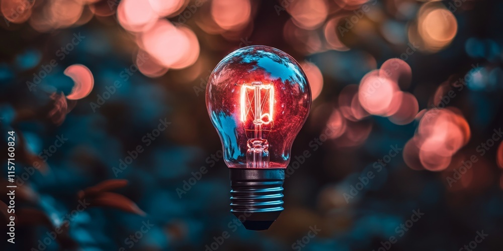 Poster the light bulb stands out against its background, creating a vivid contrast that highlights its brig