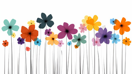 Obraz premium Vibrant Floral Garden, Colorful Blooms Dance Gently in the Breeze