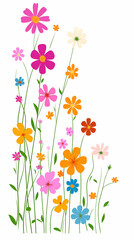Vibrant Wildflower Meadow, Colorful Blooms Dance Joyfully in a Sunny Garden, Blooming Abundantly and Beautifully.