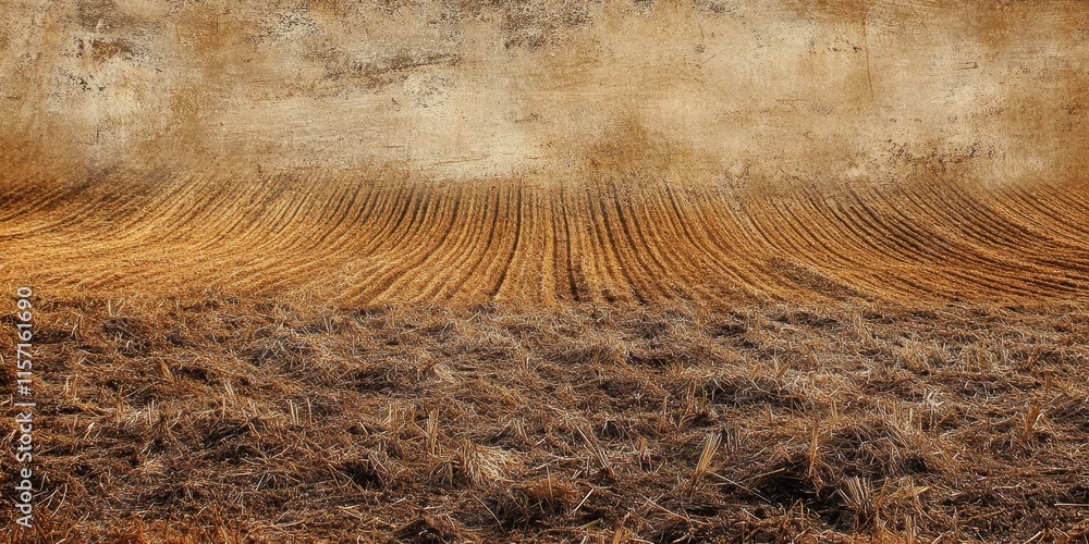 Aufkleber stubble field left after harvesting grain, showcasing a stubble field that highlights the transition