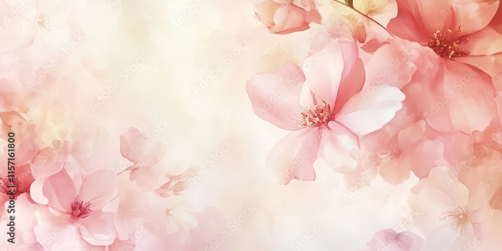 Poster soft floral elements create a beautiful background, enhancing the overall aesthetic with delicate fl