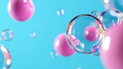 Vibrant Translucent Spheres in Pastel Gradient Background