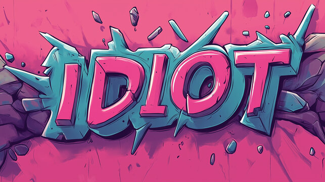  Vibrant graffiti style lettering with bold colors and dynamic cracked wall background