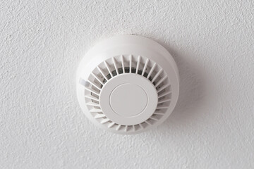 Ceiling mounted fire alarm signal and emergency detection devices in an apartment. Battery powered...