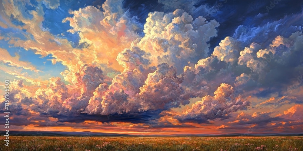 Aufkleber breathtaking cloudscape fills the afternoon sky, showcasing a stunning array of colors and formation