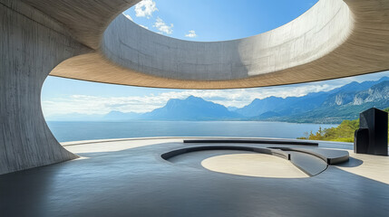 Fototapeta premium Modern abstract villa by the sea