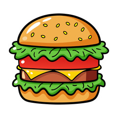 Juicy cheeseburger vector art illustration