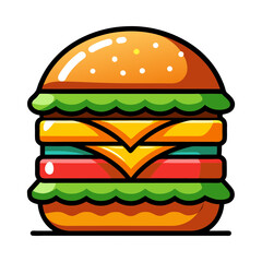 Double cheeseburger vector art illustration