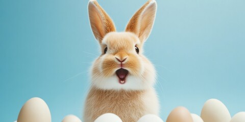 A joyful Easter Bunny surrounded by an array of colorful eggs joyously celebrating with the community, creating cherished and memorable moments that will be treasured for many years to come